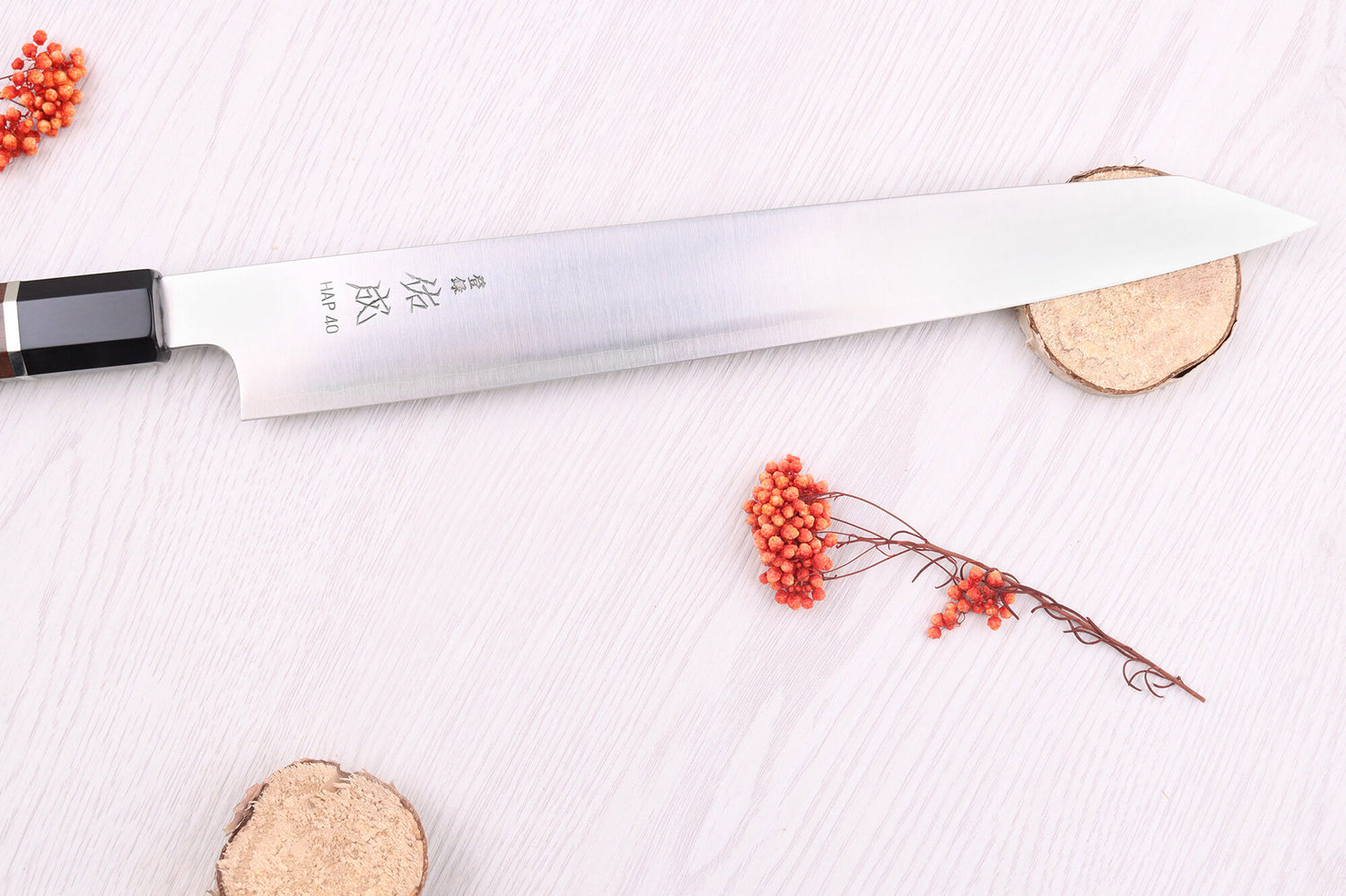 Couteau sujihiki kiritsuke 27cm japonais artisanal Sukenari HAP40 San Maï manche en bois de rose
