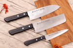 Coffret 3 couteaux japonais Satake Cutlery Nashiji santoku + nakiri + office
