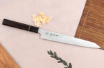 Couteau sujihiki 24cm japonais artisanal Sukenari ZDP-189 San Maï manche en ébène