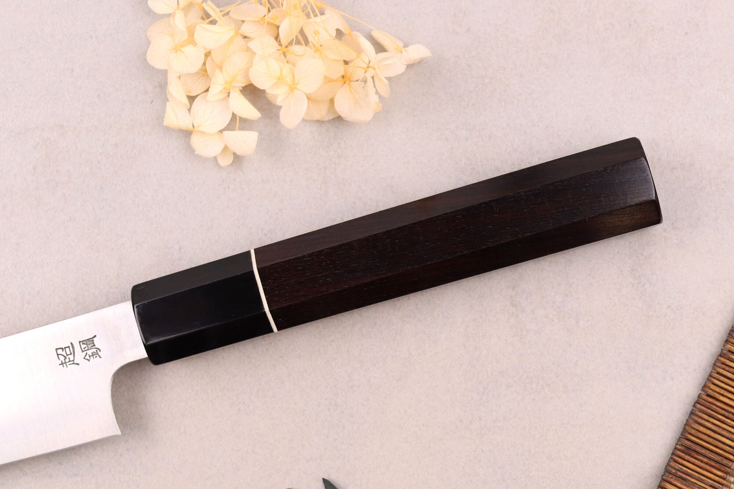 Couteau sujihiki 24cm japonais artisanal Sukenari ZDP-189 San Maï manche en ébène