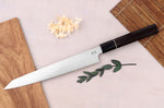 Couteau sujihiki 24cm japonais artisanal Sukenari ZDP-189 San Maï manche en ébène