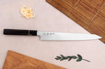 Couteau sujihiki 27cm japonais artisanal Sukenari ZDP-189 San Maï manche en ébène