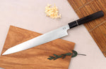 Couteau sujihiki 27cm japonais artisanal Sukenari ZDP-189 San Maï manche en ébène
