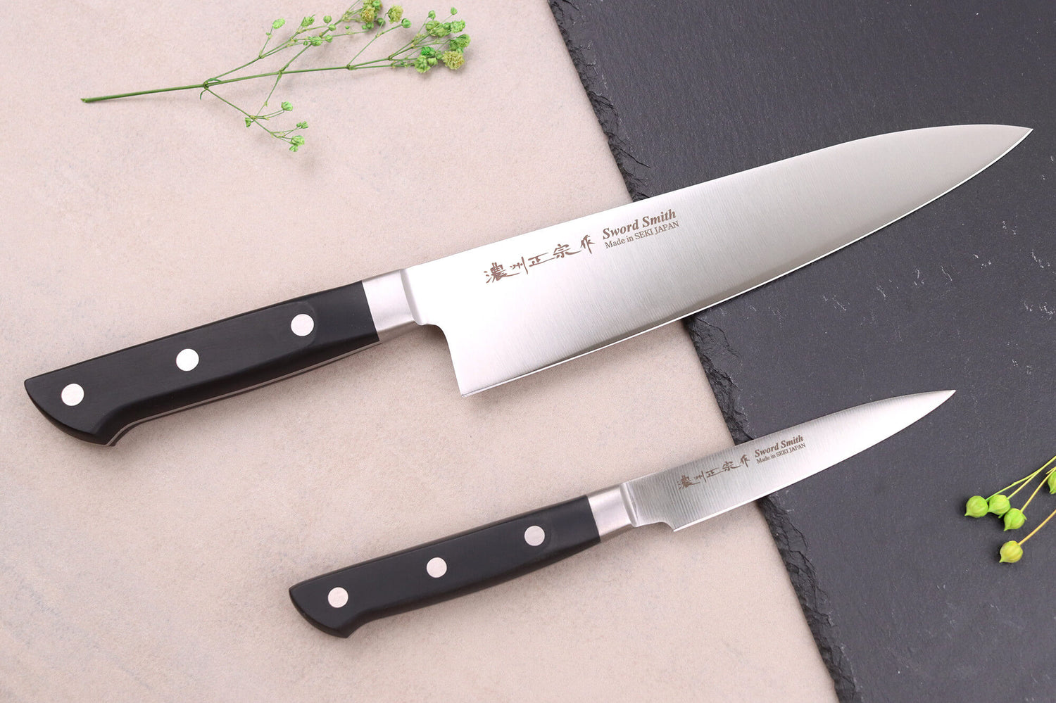 Coffret 2 couteaux japonais Satake Cutlery ABS chef 21cm + office 9cm