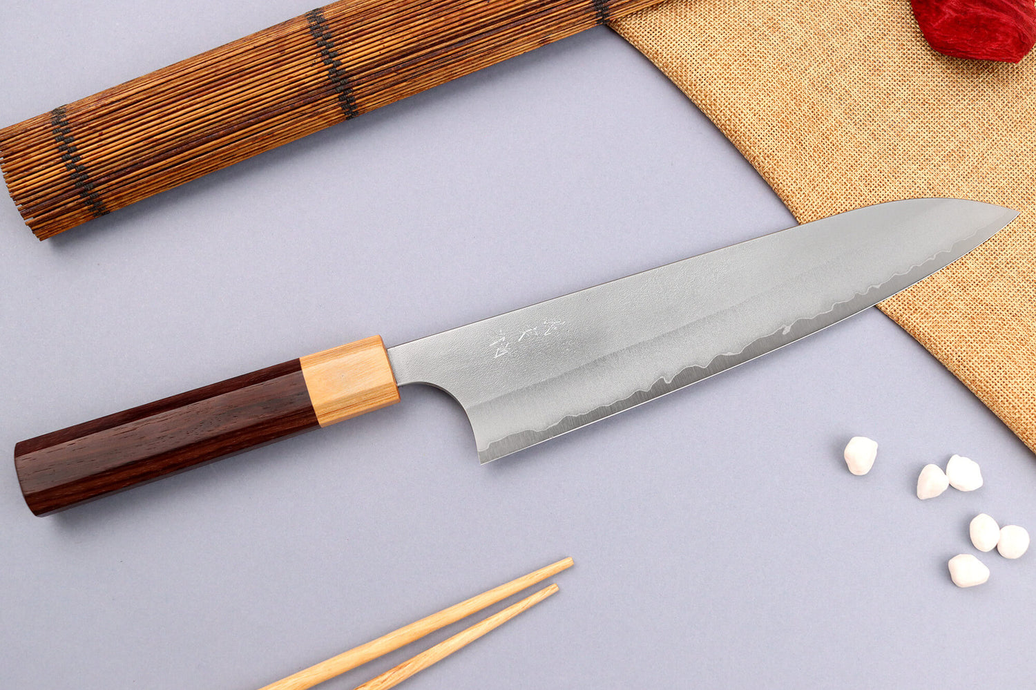 Couteau de chef japonais artisanal Yoshimi Kato AS Nashiji 21cm