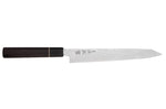 Couteau sujihiki kiritsuke 24cm japonais artisanal Sukenari ZDP-189 damas manche en ébène