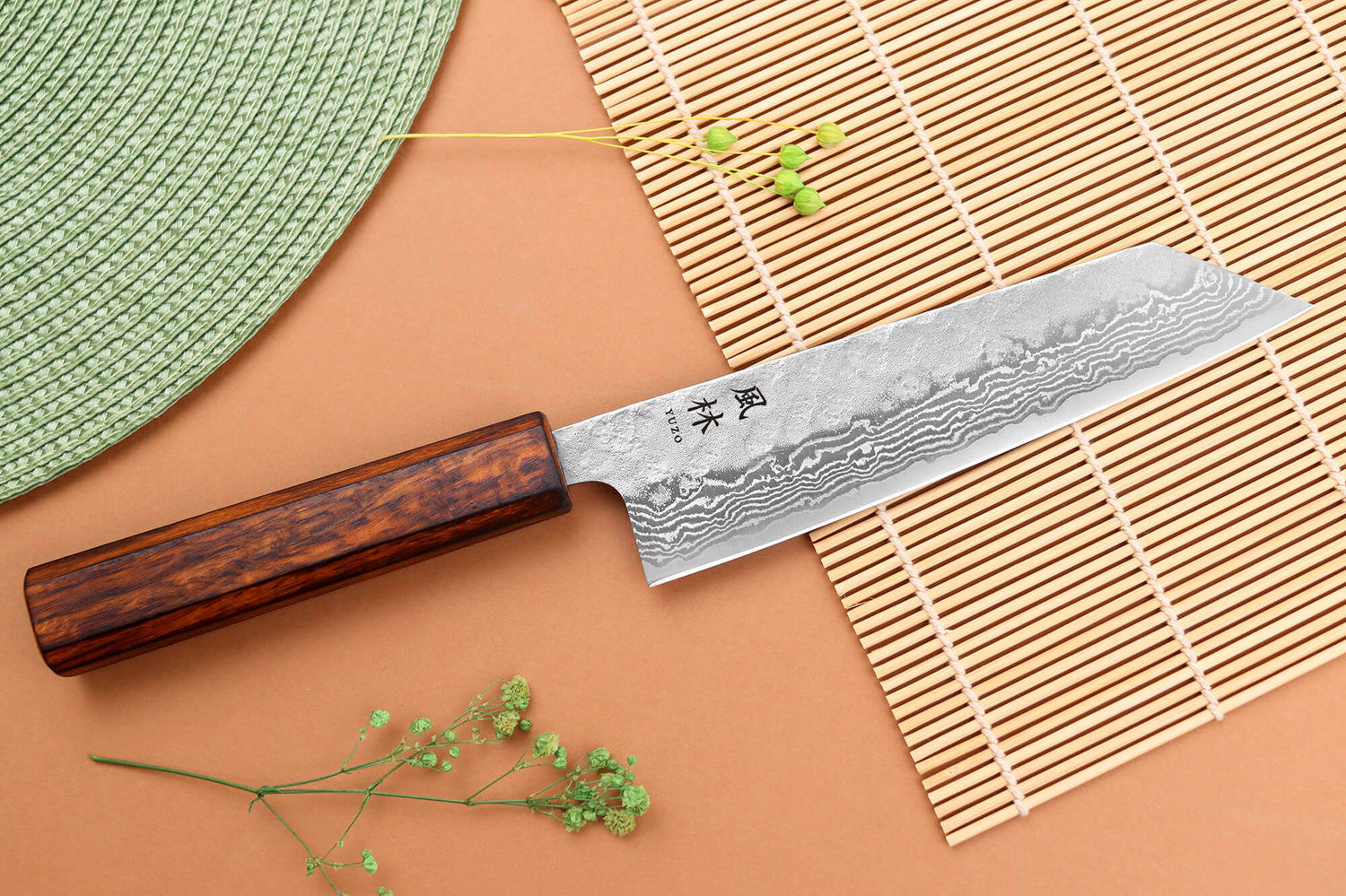 Couteau bunka 17,5cm japonais artisanal Yuzo Enju Damas 440C