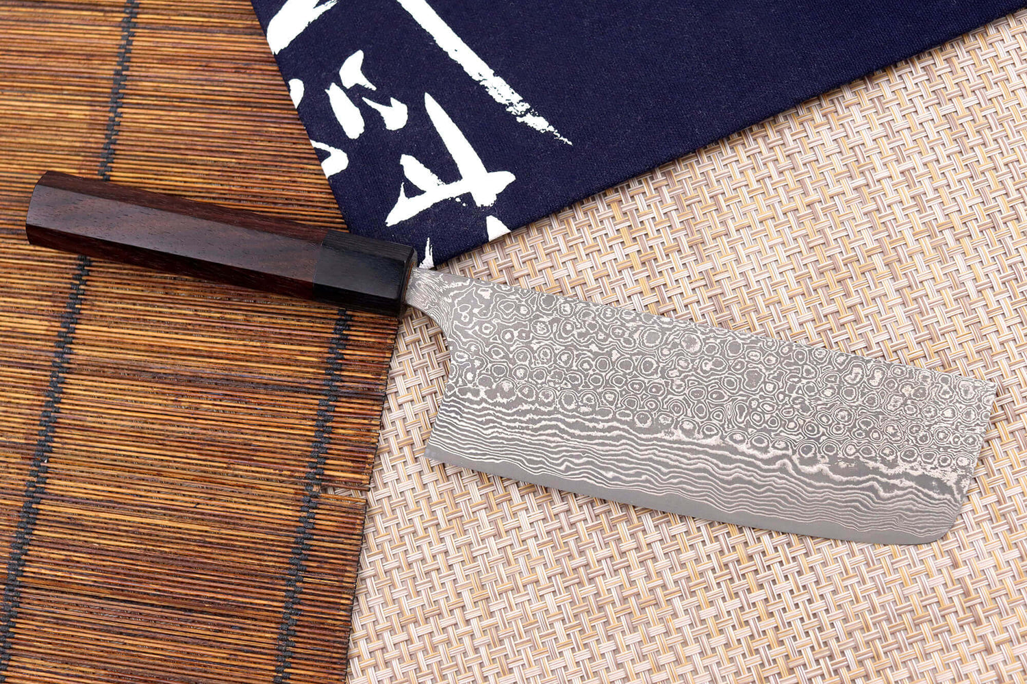 Couteau nakiri japonais artisanal Masakage Kumo 16,5cm damas 63 couches