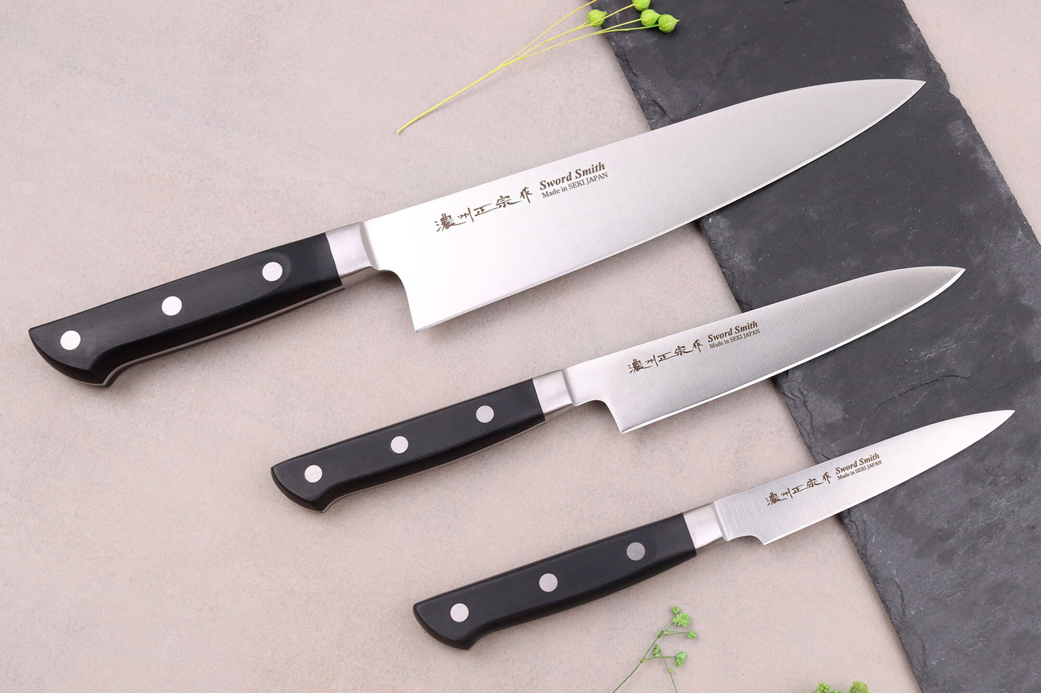 Coffret 3 couteaux japonais Satake Cutlery ABS chef + universel + office
