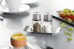 Set de salière et poivrière Gefu Brunch + support inox