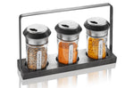 Set de 3 saupoudreuses à épices et herbes Gefu X-Plosion + support en acacia