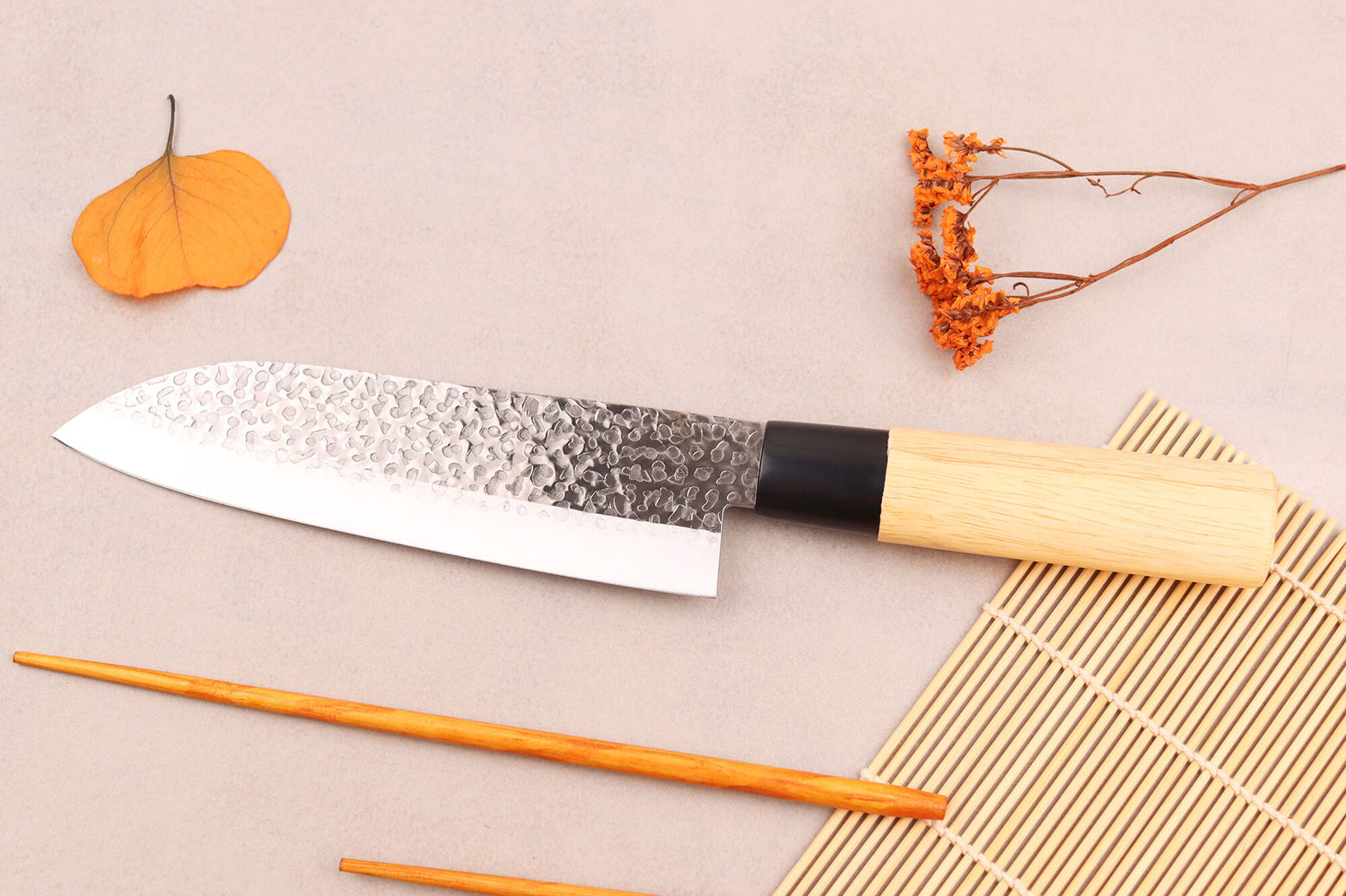 Couteau santoku 17cm japonais Satake Cutlery Tsuchime en magnolia