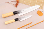 Coffret 2 couteaux japonais Satake Cutlery Tsuchime chef + deba