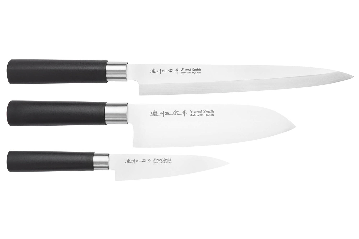 Coffret 3 couteaux japonais Satake Cutlery Traditional PP sashimi + santoku + office