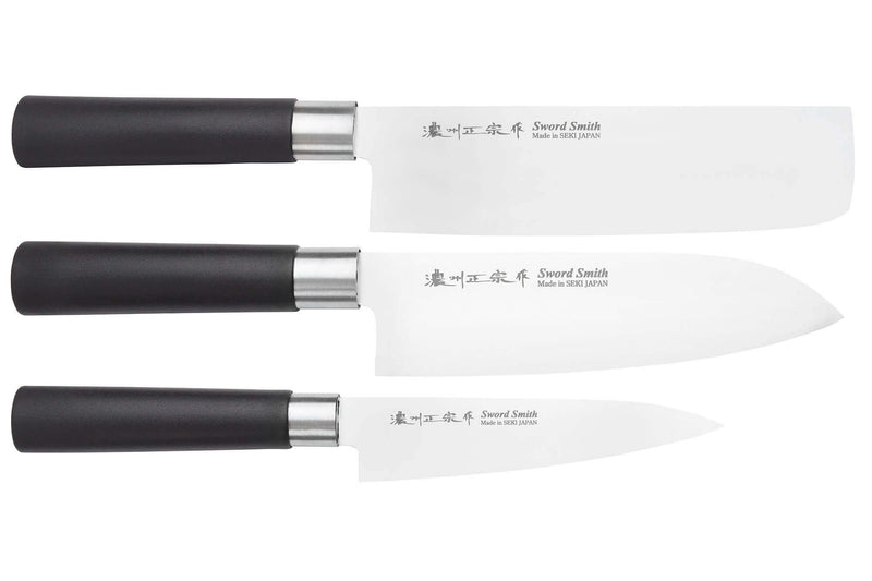 Coffret 3 couteaux japonais Satake Cutlery Traditional PP nakiri + santoku + office