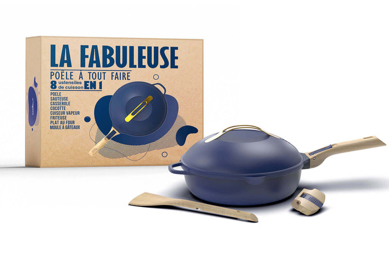 Poêle antiadhérente Cookut La Fabuleuse 8-en-1 bleue - 24cm