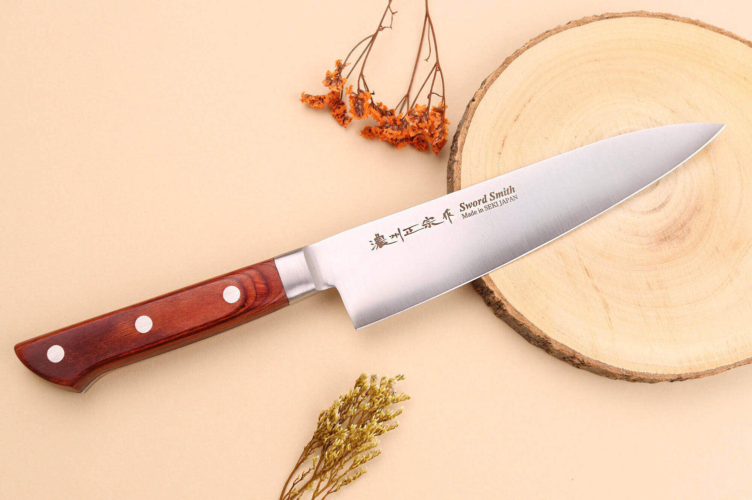 Mallette Satake Cutlery Brown Pakkawood 4 couteaux japonais
