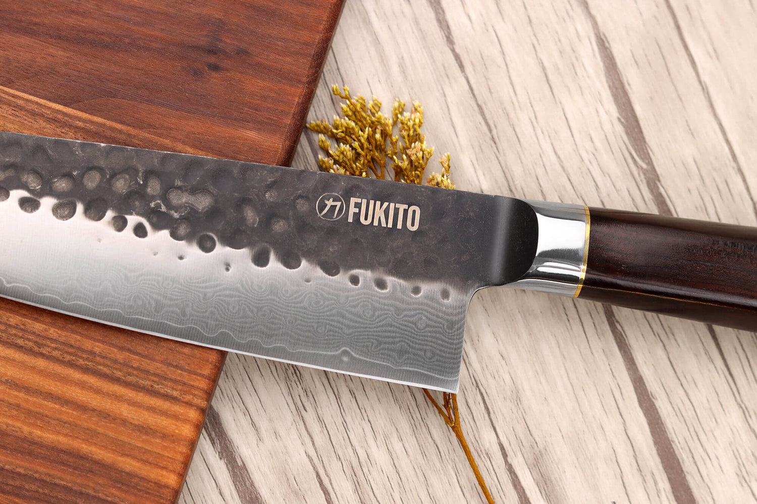 Coffret 3 couteaux Fukito Ébène Damas VG10 Chef + Universel + Office