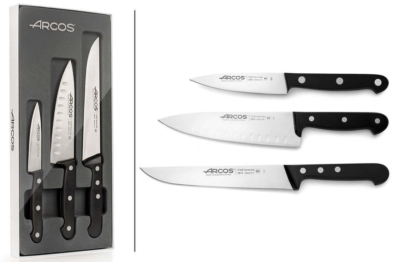 Coffret 3 couteaux de cuisine Arcos Universal manches 3 rivets