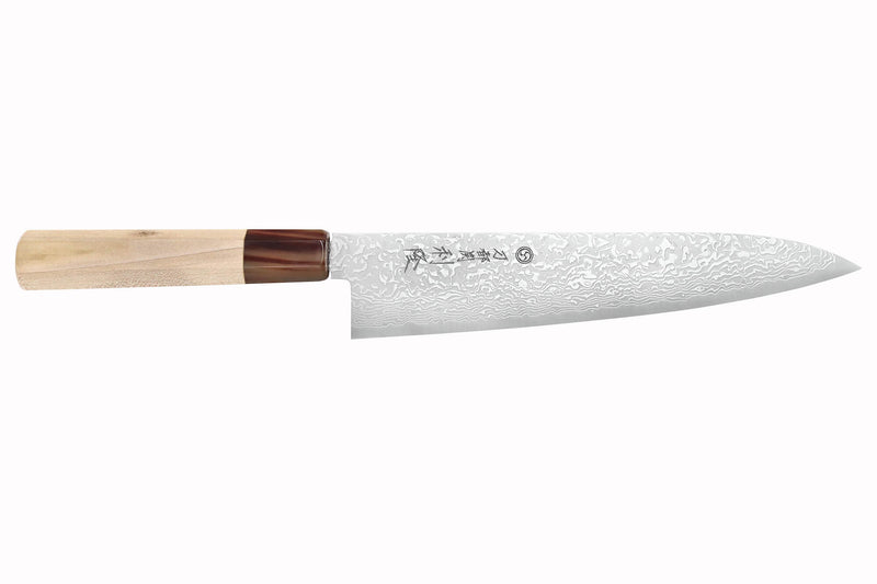 Couteau de chef 21cm japonais artisanal Toshitaka Suminagashi SG2 Damas