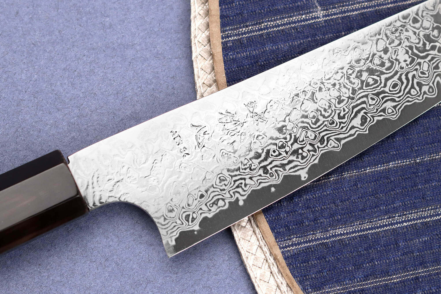 Couteau universel 15cm japonais artisanal Hatsukokoro Ginga ATS-34 Damas ébène