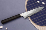 Couteau universel 15cm japonais artisanal Hatsukokoro Ginga ATS-34 Damas ébène