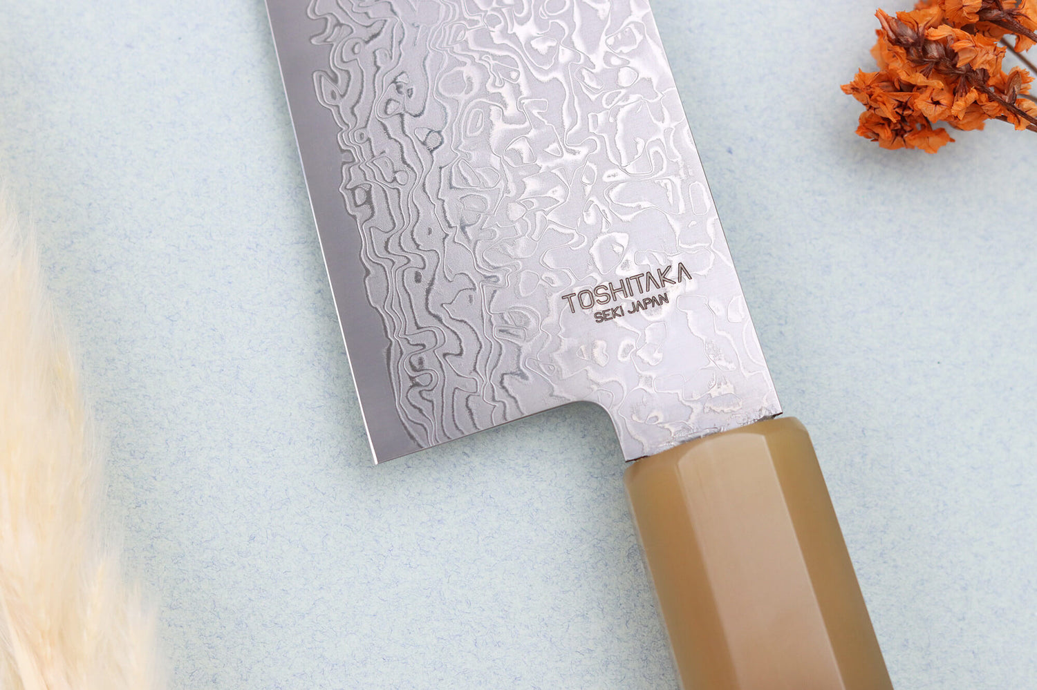 Couteau santoku 18cm japonais artisanal Toshitaka Suminagashi SG2 Damas