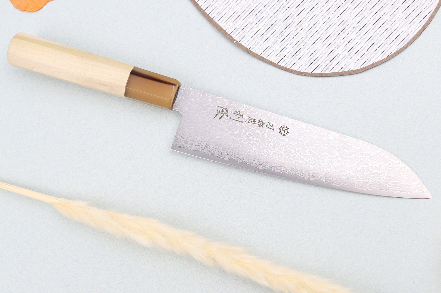 Couteau santoku 18cm japonais artisanal Toshitaka Suminagashi SG2 Damas