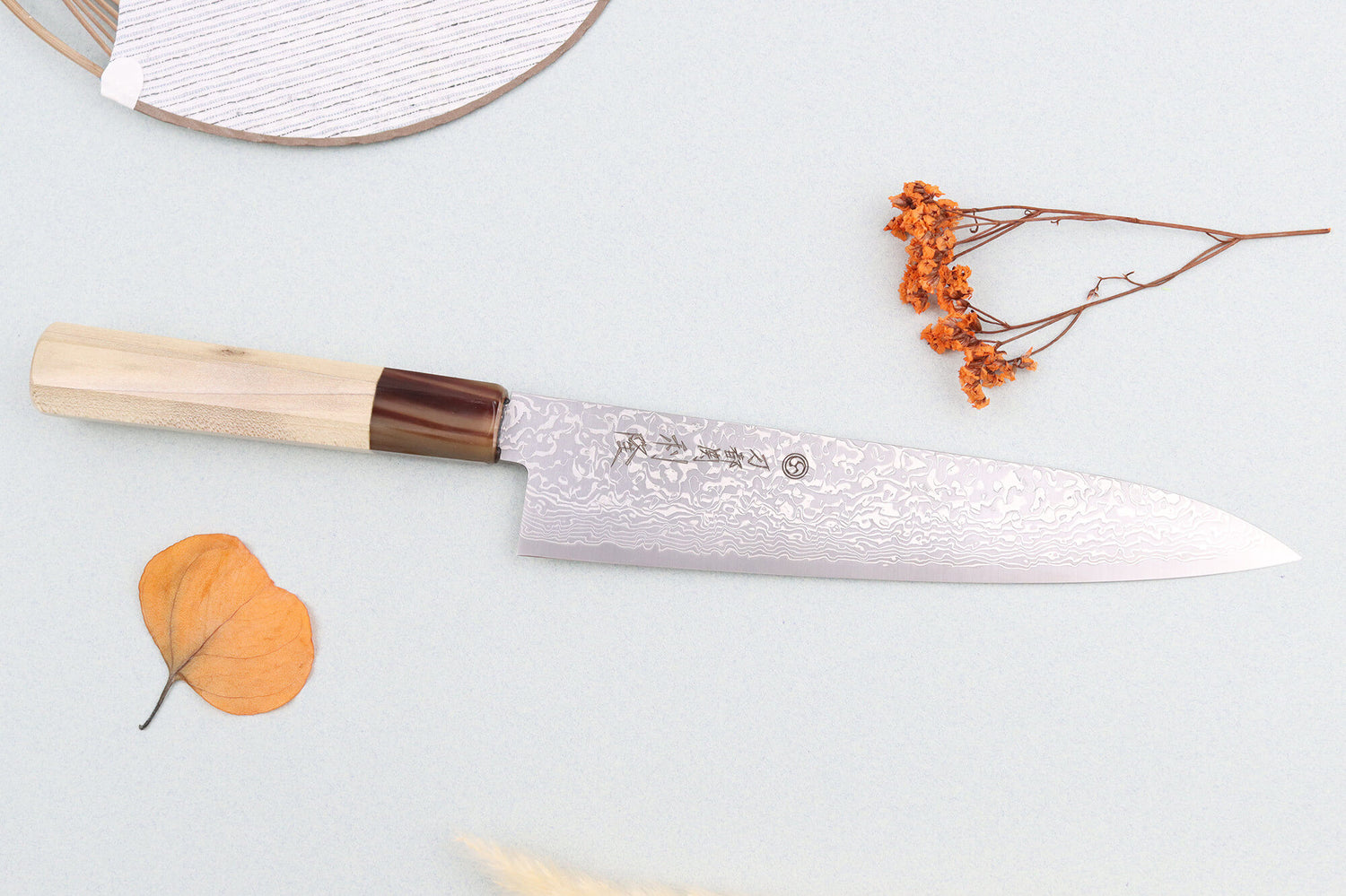 Couteau de chef 21cm japonais artisanal Toshitaka Suminagashi SG2 Damas