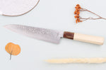 Couteau de chef 21cm japonais artisanal Toshitaka Suminagashi SG2 Damas