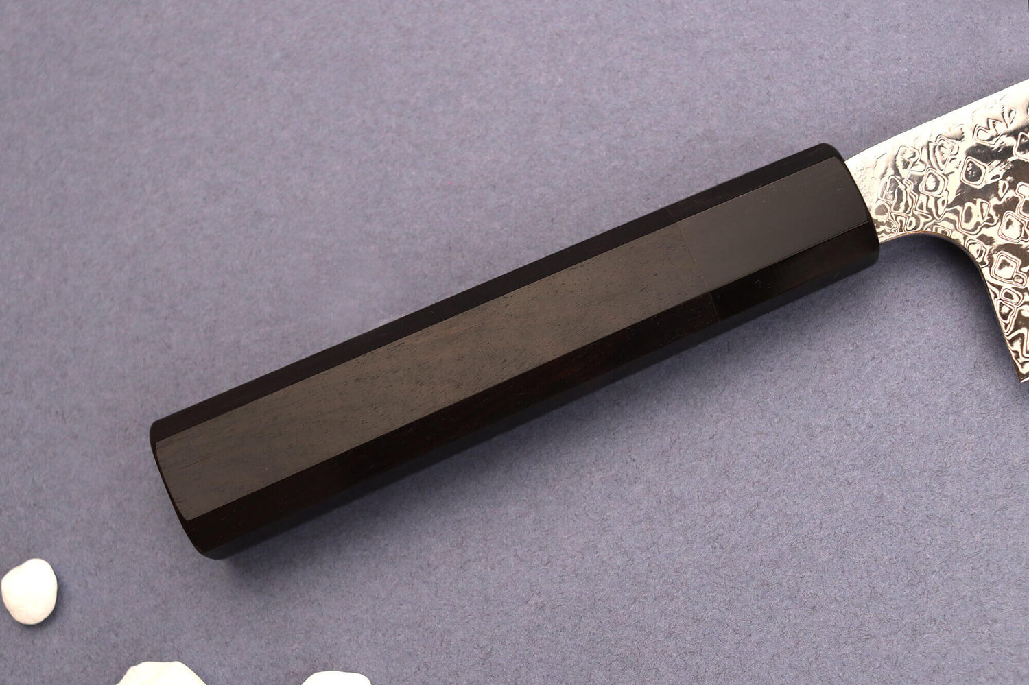 Couteau santoku 18cm japonais artisanal Hatsukokoro Ginga ATS-34 Damas ébène