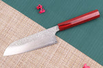 Couteau santoku japonais artisanal Kei Kobayashi SG2 Damas Heptagone 17cm