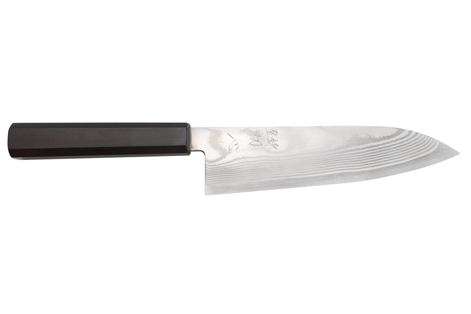 Couteau santoku 18cm japonais artisanal Hatsukokoro Ginsou Damas manche en ébène