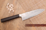 Couteau santoku 18cm japonais artisanal Hatsukokoro Ginsou Damas manche en ébène