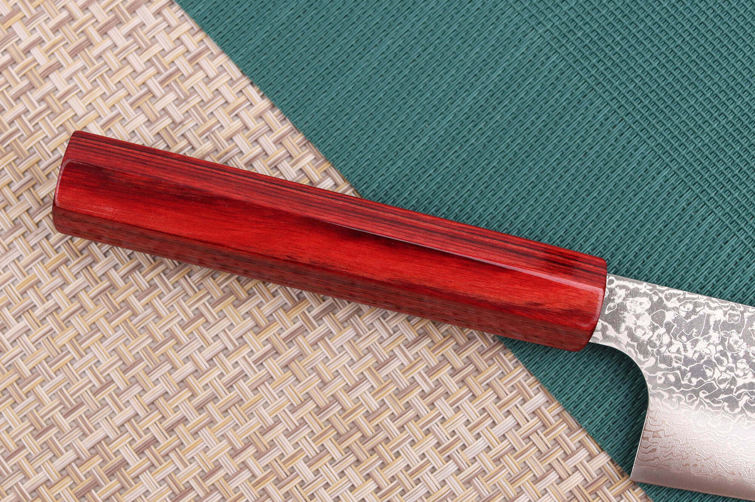 Couteau de chef japonais artisanal Kei Kobayashi SG2 Damas Heptagone 21cm