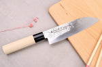 Couteau santoku 17cm japonais Satake Cutlery Nashiji manche en magnolia