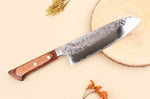 Couteau santoku 17cm japonais Satake Cutlery Brown Pakkawood AUS-8 San Maï Nashiji