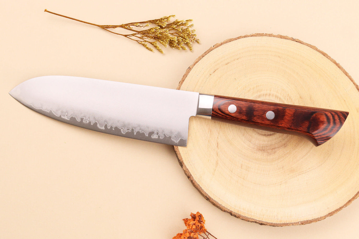 Couteau santoku 17cm japonais Satake Cutlery Brown Pakkawood VG10 San Maï