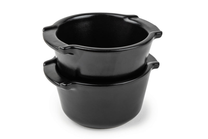 Duo ramequins Peugeot Appolia en céramique noir satin diamètre 11cm