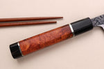 Couteau sujihiki 24cm japonais artisanal Kisuke Manaka Enn en cognassier avec 2 anneaux