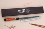 Couteau sujihiki 24cm japonais artisanal Kisuke Manaka Enn en cognassier avec 2 anneaux