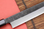 Couteau yanagiba 33cm japonais artisanal Hatsukokoro Shirasagi manche en wengé