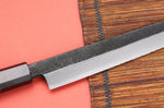 Couteau yanagiba 27cm japonais artisanal Hatsukokoro Shirasagi manche en wengé