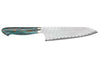 Couteau de chef 21cm japonais artisanal Nigara Hamono Migaki Tsuchime SG2 manche en turquoise