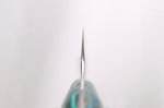 Couteau de chef 21cm japonais artisanal Nigara Hamono Migaki Tsuchime SG2 manche en turquoise