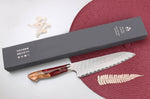 Couteau de chef 21cm japonais artisanal Nigara Hamono Migaki Tsuchime SG2 manche en acrylique