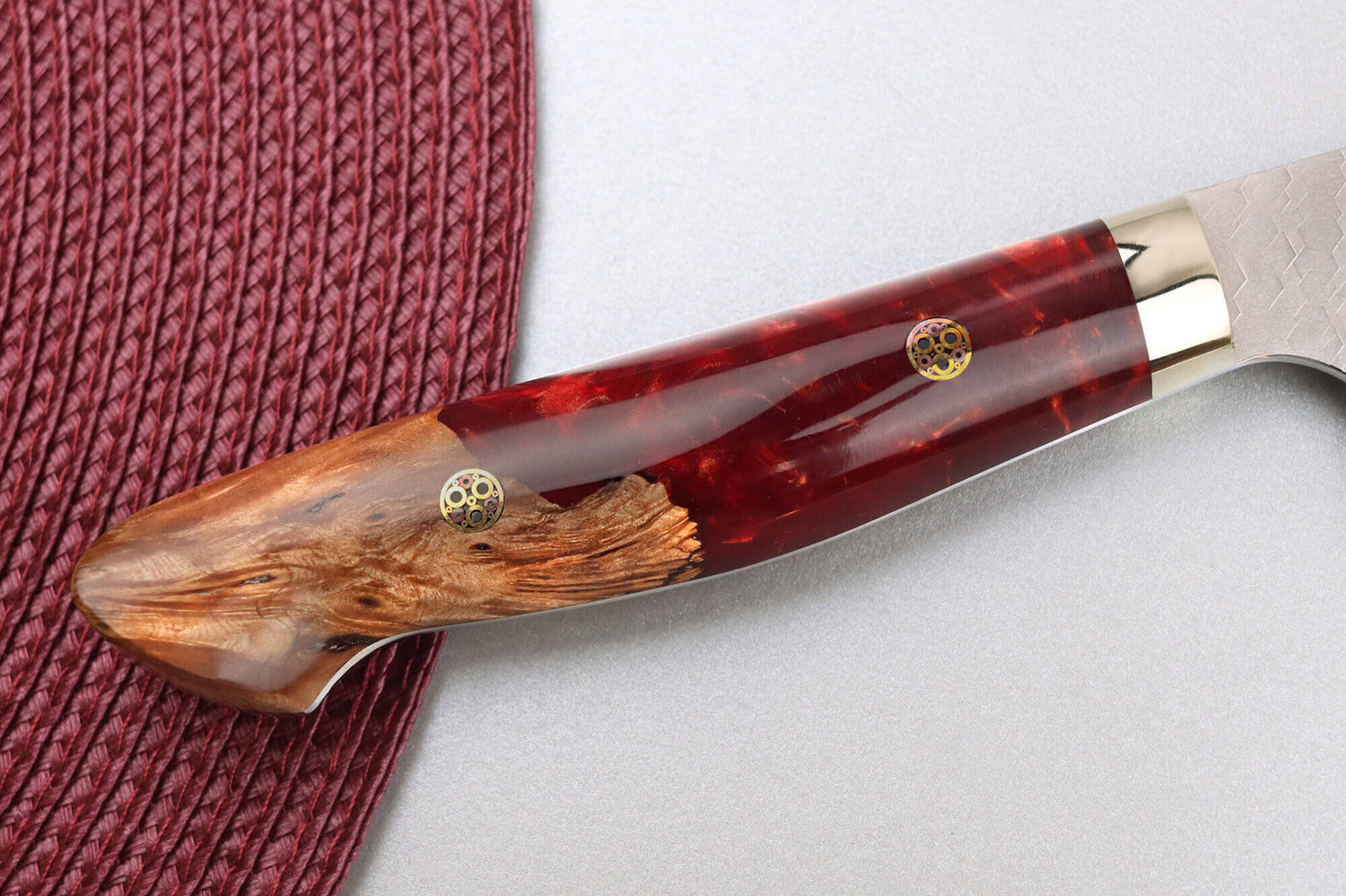 Couteau de chef 21cm japonais artisanal Nigara Hamono Migaki Tsuchime SG2 manche en acrylique