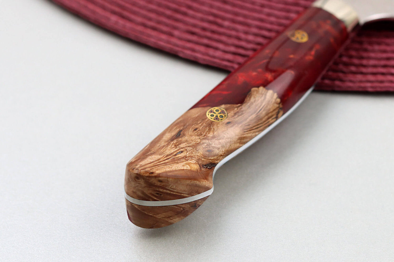 Couteau de chef 21cm japonais artisanal Nigara Hamono Migaki Tsuchime SG2 manche en acrylique