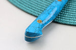 Couteau universel 15cm japonais artisanal Nigara Hamono Migaki Tsuchime SG2 manche en turquoise