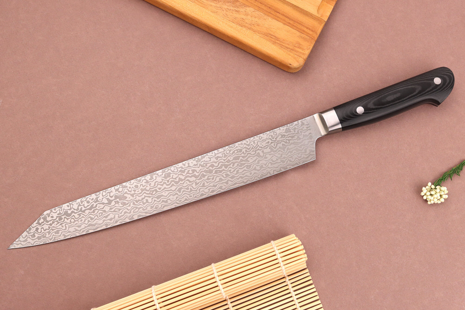 Couteau sujihiki kiritsuke 26cm japonais Sakai Takayuki Coreless Damascus